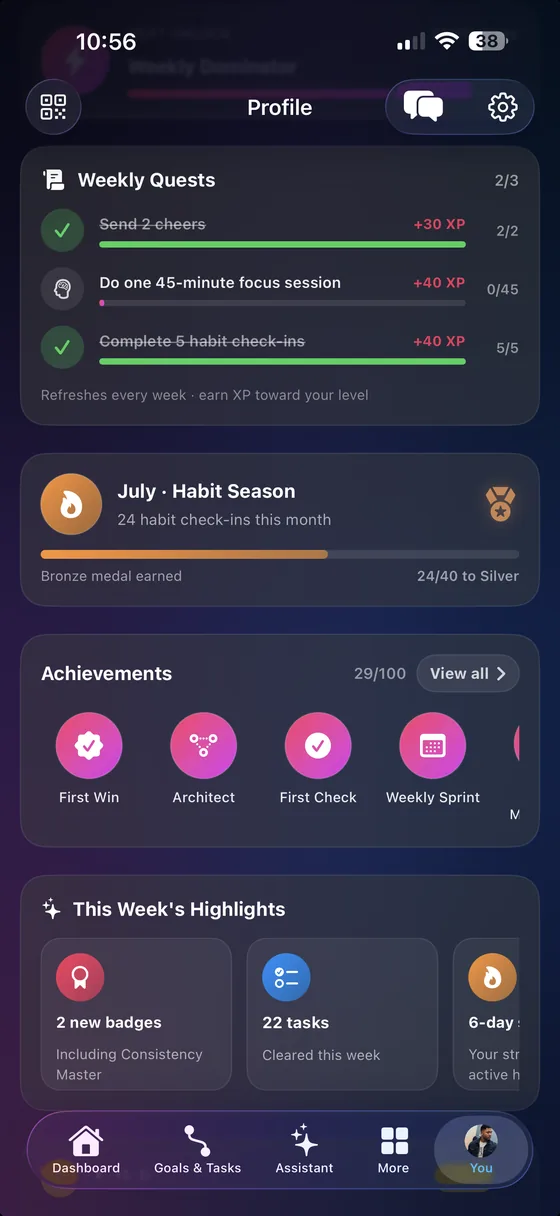 Weekly quests and habit season
